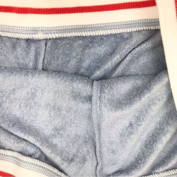 PJ Salvage Light Blue Terry Lounge Shorts with Red White Track Stripe NEW - Picture 5 of 10